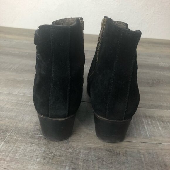 H London Black Suede Woven Ankle Boots Zipper size EU 37 US 6 - Picture 4 of 9